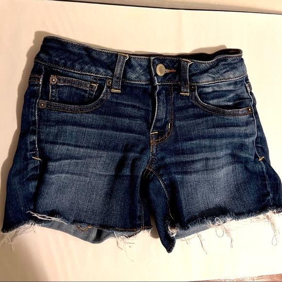 American Eagle Outfitters Pants - American Eagle Women’s Super Stretch Midi Jean Shorts Size 00 Cut Off
